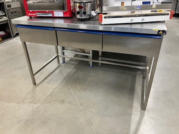 Table inox centrale 3 tiroirs – ACTIF