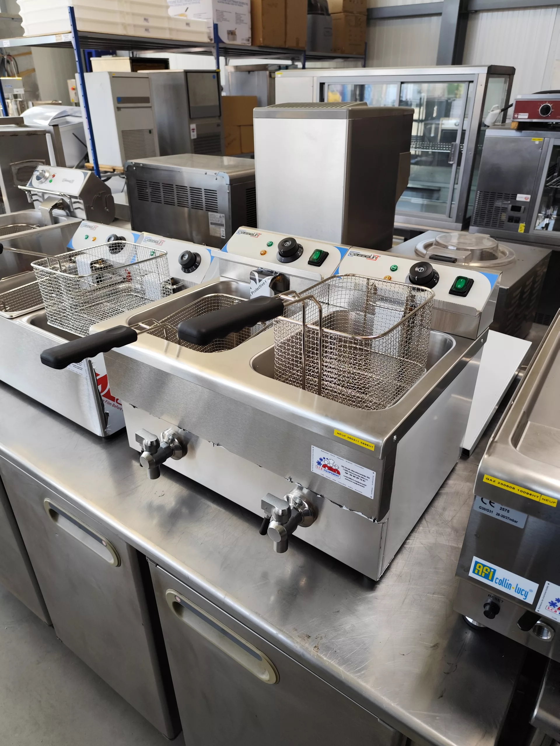 Friteuse électrique 2x8L avec vidange – CASSELIN